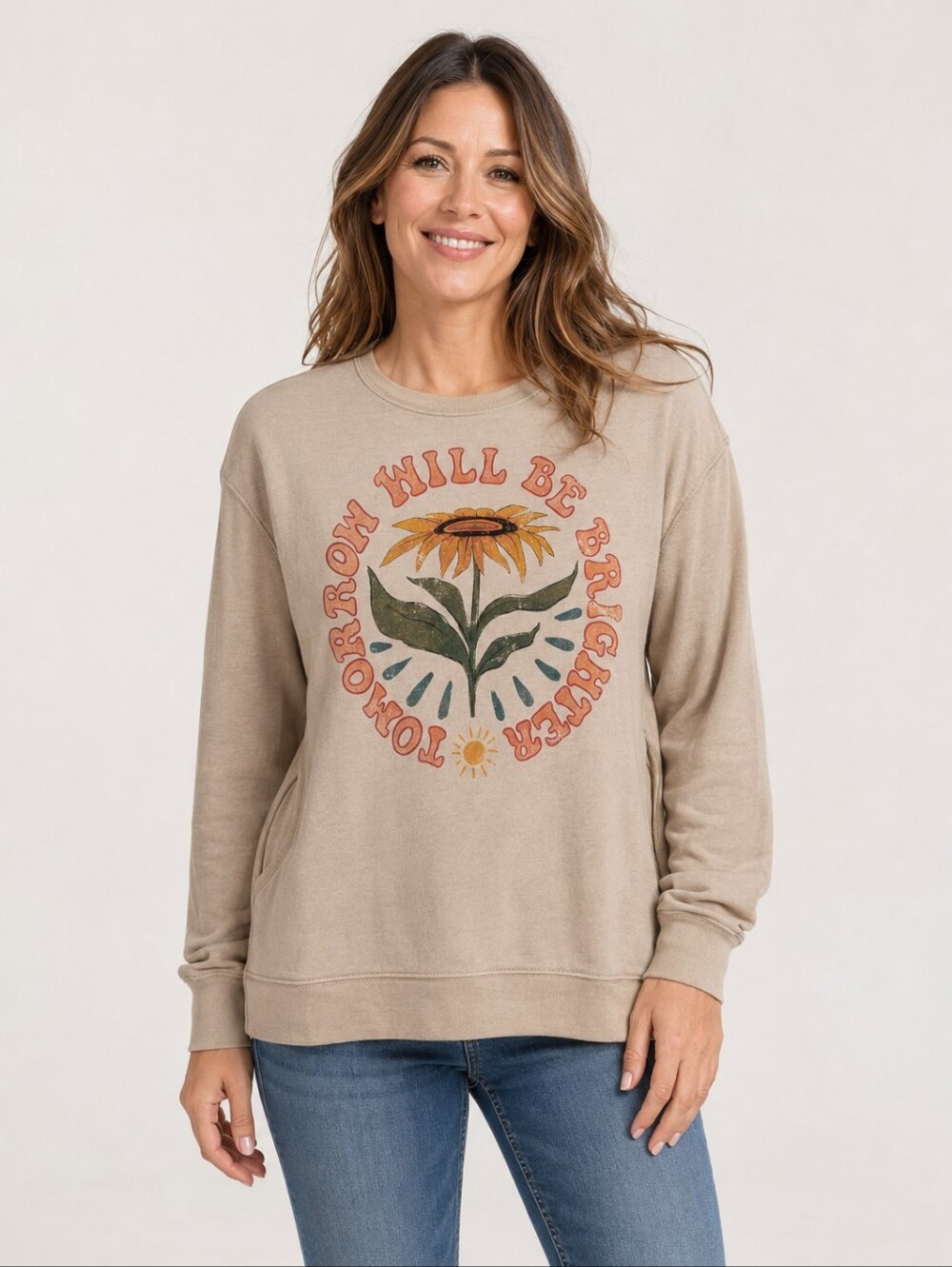 Natural Life Tomorrow Will Be Brighter Graphic Pocket Sweatshirt Small